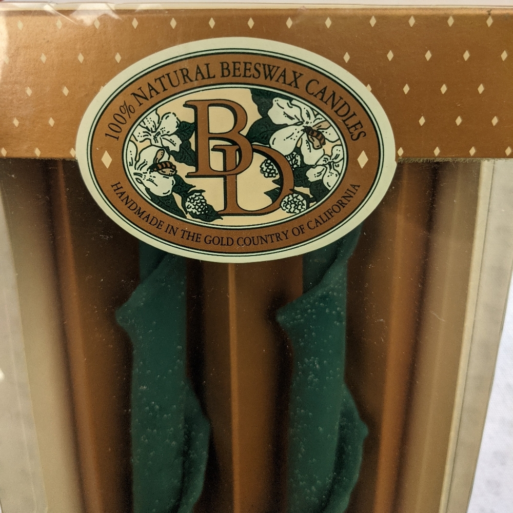 ORGANIC 100% Beeswax Natural Candles Vintage Hunter Green by BD Box Harvest Xmas